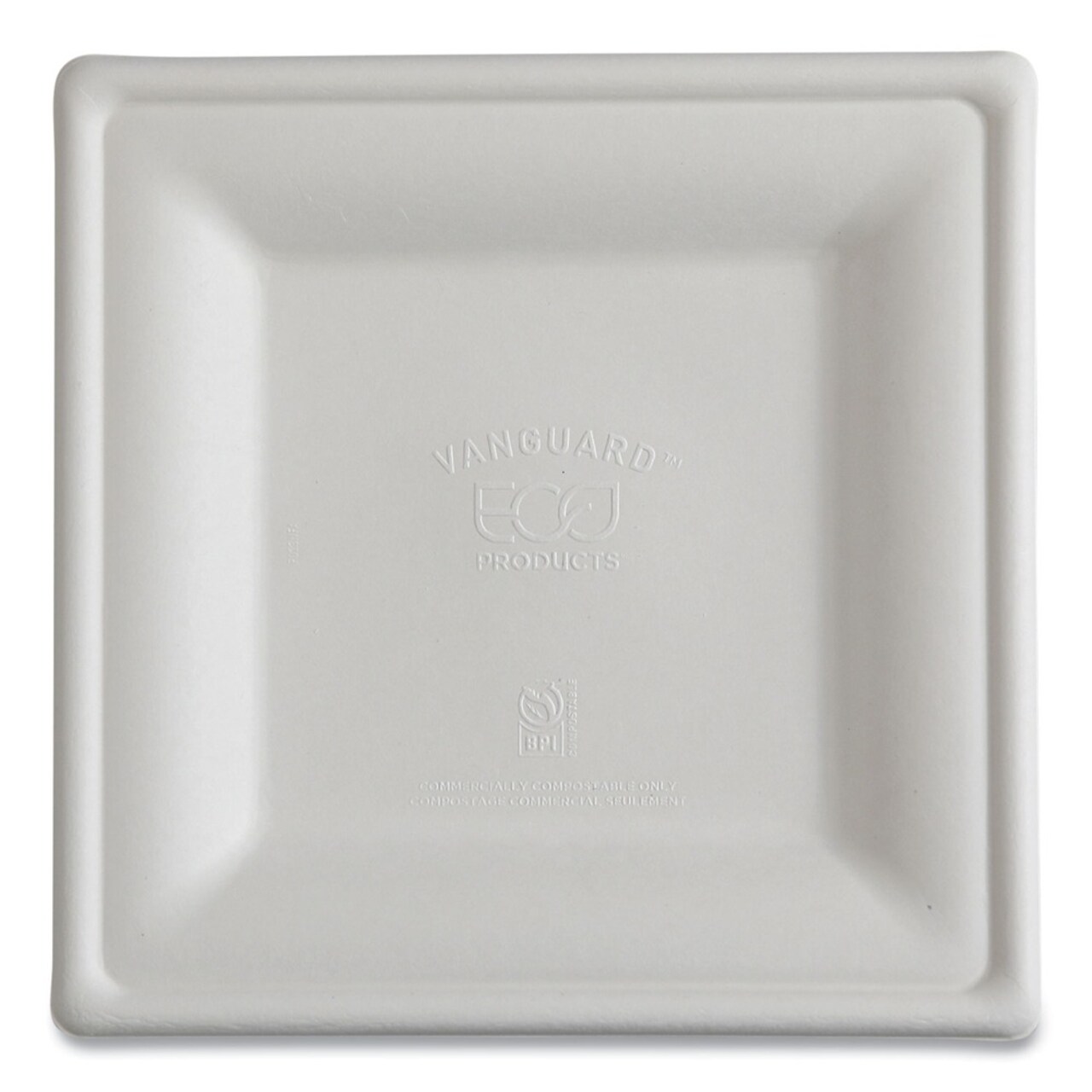 Eco-Products 10 x 10 Vanguard Renewable and Compostable Sugarcane Plates - White (250/Carton)
